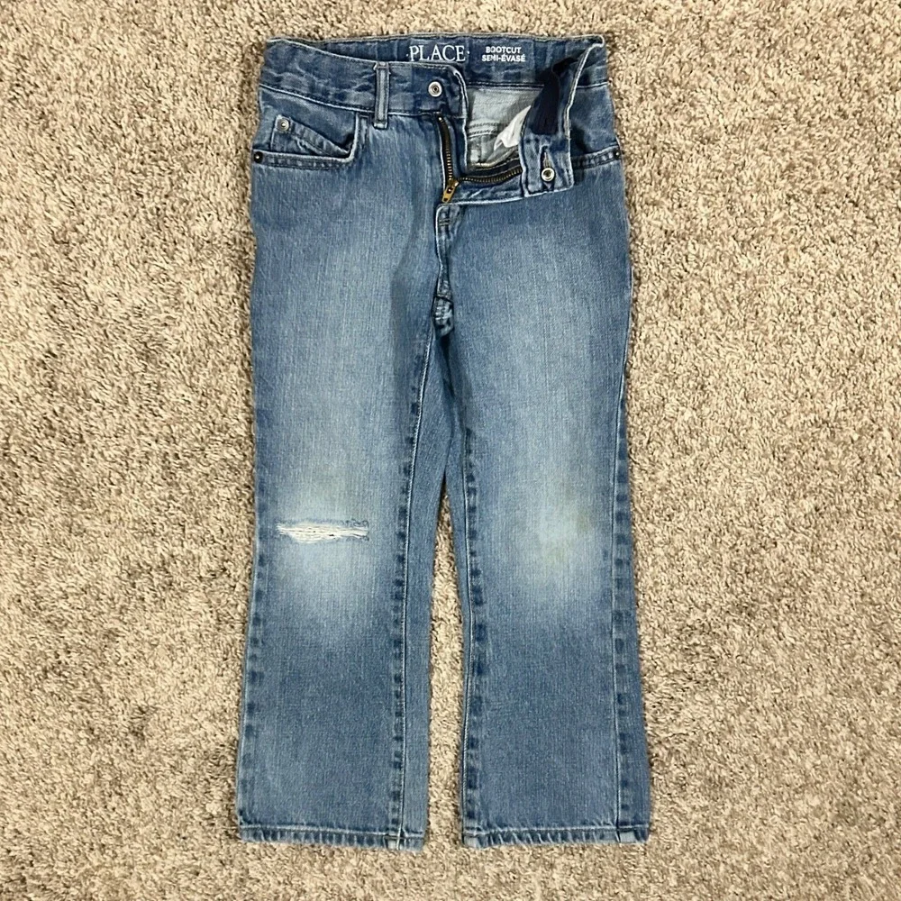 The Childrens Place I Medium Wash Bootcut Jeans with Adjustable Waist I Size 6‎